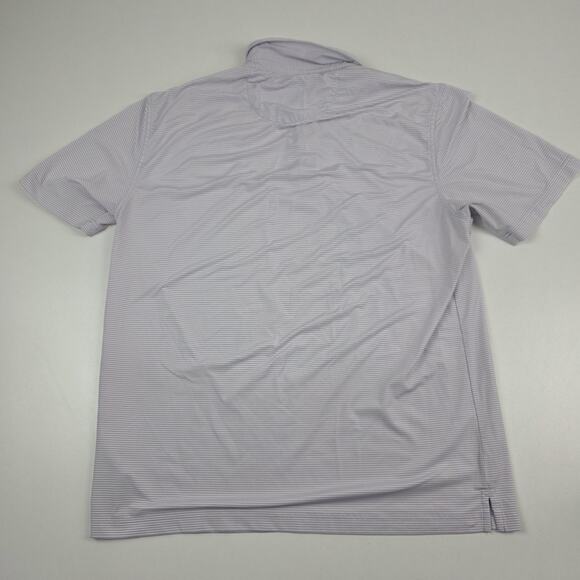 Masters Tech Polo Shirt Mens Large Purple White Stripe Golf Performance Stretch - Picture 9 of 9